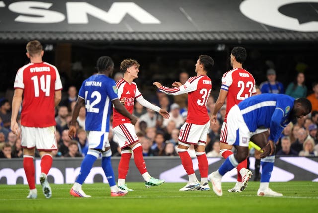 Arsenal players celebrate