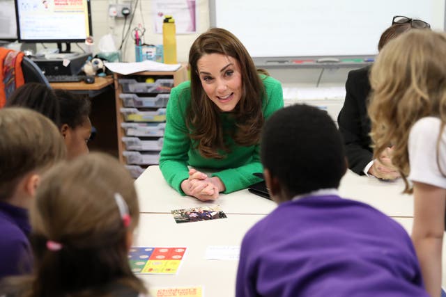 Kate during a visit to a primary school in 2019 in support of Mental Health Week. Chris Jackson/PA Wire