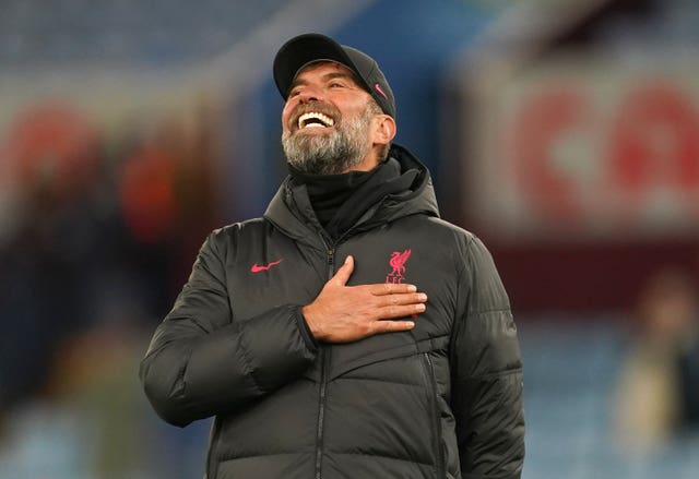 Jurgen Klopp celebrates victory over Aston Villa