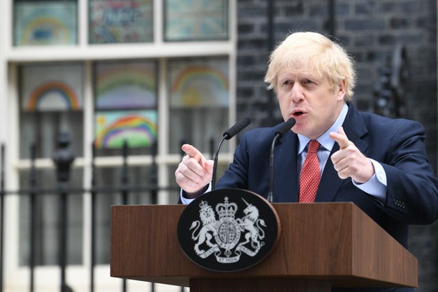 Prime Minister Boris Johnson makes a statement outside 10 Downing Street