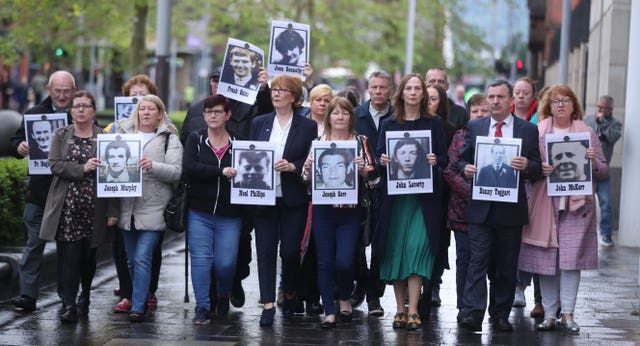 Family members outside the court in Belfast