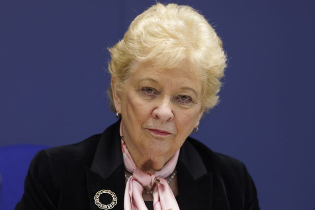 Baroness Nuala O’Loan speaks at a press conference