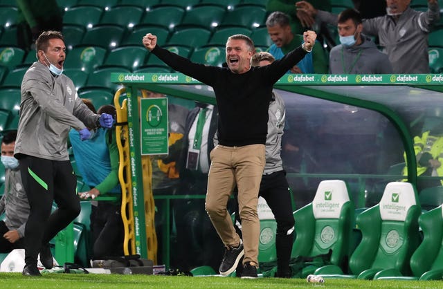 Ferencvaros manager Serhiy Rebrov celebrated wildly