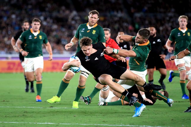 New Zealand and South Africa topped the bill on Saturday and it was the All Blacks who claimed victory in Yokohama, winning 23-13, with George Bridge (pictured) among the try scorers