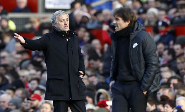 Chelsea manager Antonio Conte and Manchester United boss Jose Mourinho on the touchline
