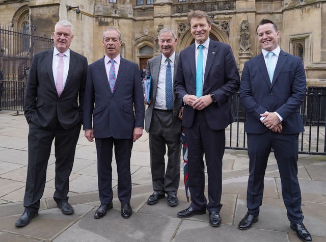 James McMurdock, right, with his fellow Reform UK MPs before withdrawing the whip