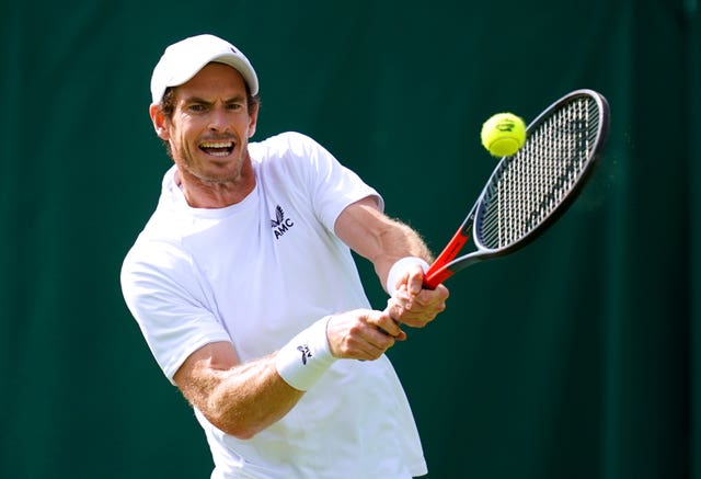 Andy Murray practises ahead of Wimbledon