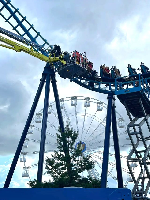 Firefighters rescuing 27 people stuck on a rollercoaster at Pleasurewood Hills in Lowestoft