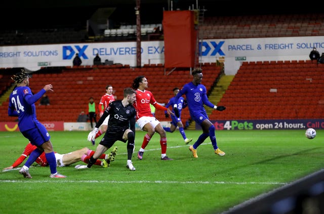 Tammy Abraham (right) turns home Chelsea''s winner