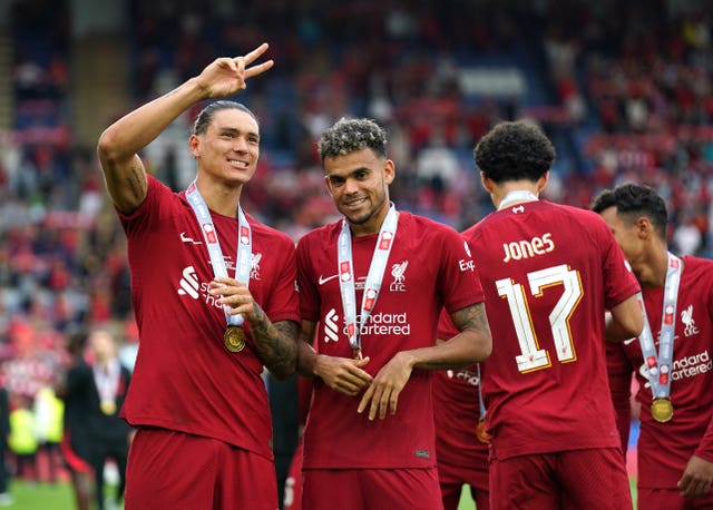 Liverpool’s Darwin Nunez and Luis Diaz