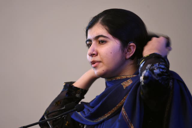 Nobel Prize winner Malala Yousafzai gives a speech in Birmingham (Joe Giddens/PA)