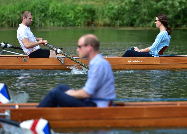 The Duke and Duchess of Cambridge cox rival boats in a race in Heidelbert between the German town and its British twin Cambridge. Bruce Adams/Daily Mail