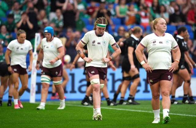 Ireland’s Ruth Campbell reacts after conceding a try