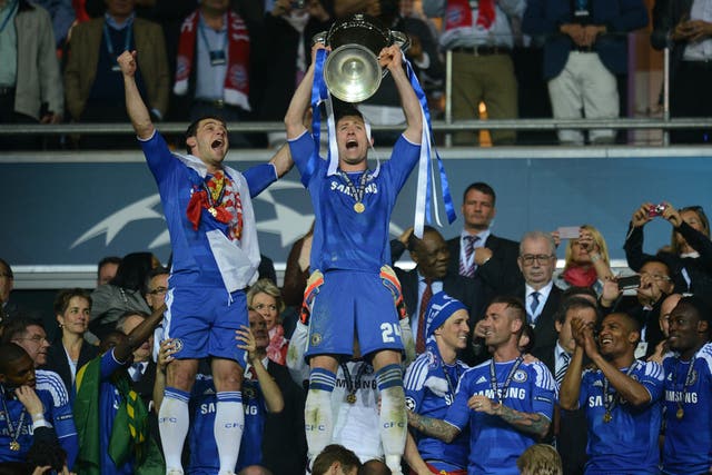 Gary Cahill lifts the European Cup after Chelsea's 2012 Champions League triumph