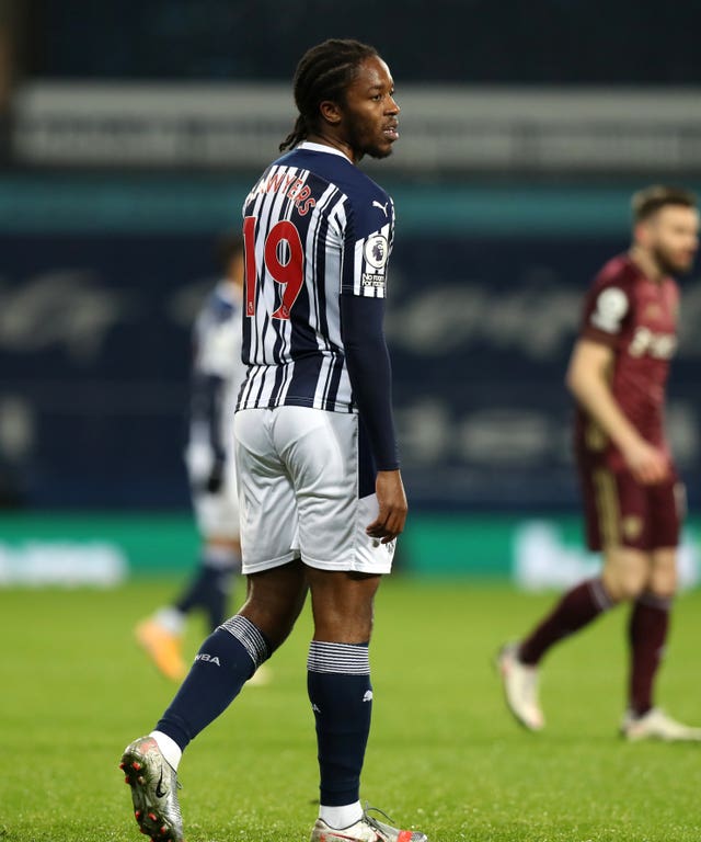 West Brom's Romaine Sawyers reacts after scoring an own goal