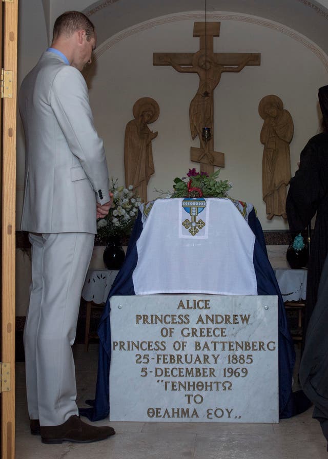 His Royal Highness Prince William traveled to the Church of St Mary Magdalene where he paid his respects at the tomb of his great-grandmother, Princess Alice. Both The Duke of Edinburgh and The Prince of Wales have made previous visits here Picture Arthur Edwards