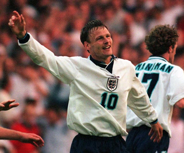 Teddy Sheringham, as well as Shearer, scored twice in the 4-1 win at Wembley.