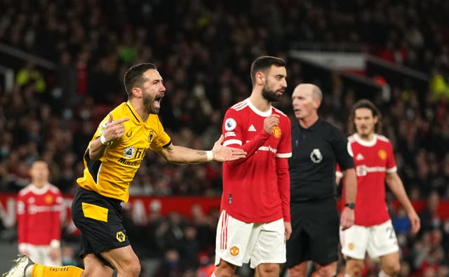 Joao Moutinho (left) celebrates his winning goal