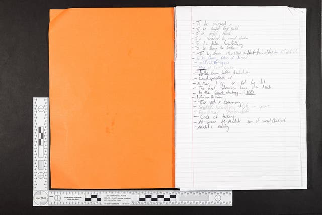 A notebook recovered from Haque's home (Metropolitan Police/PA)