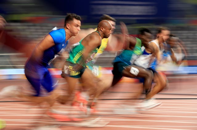 Athletes compete in the first heat of the Men's 200 metres semi-final during day four of the World Athletics Championships at The Khalifa International Stadium in Doha, Qatar. Britain's Adam Gemili qualified from the heat but missed out on a medal with a fourth-placed finish in the final as American Noah Lyles claimed gold in a time of 19.83 seconds