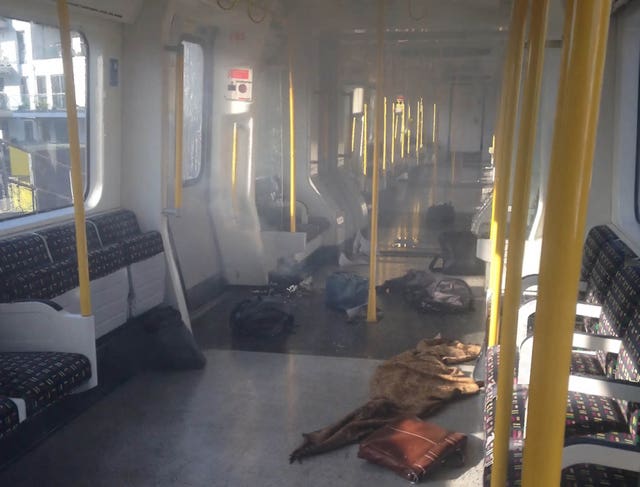 The carriage after the Parsons Green Tube bomb was detonated (Metropolitan Police/PA)