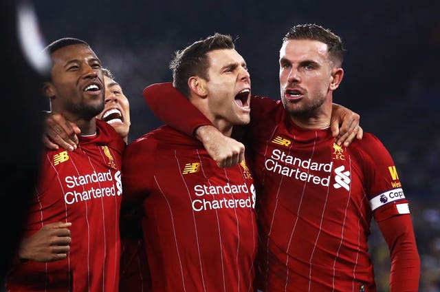 James Milner (centre) scored from the penalty spot with his first touch after coming on