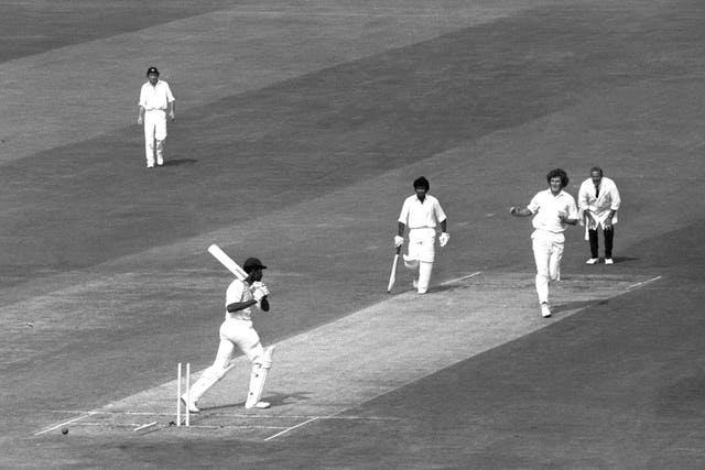 Guyanan Clive Lloyd (West Indies) is bowled out by Bob Willis, during a one-day international between England and the West Indies at Headingley