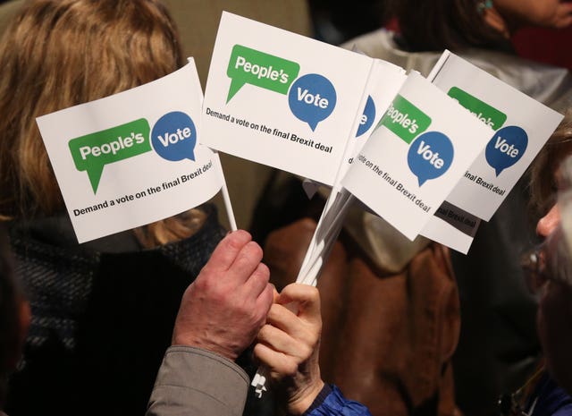Pro-remainers show support for People’s Vote (Jonathan Brady/PA)