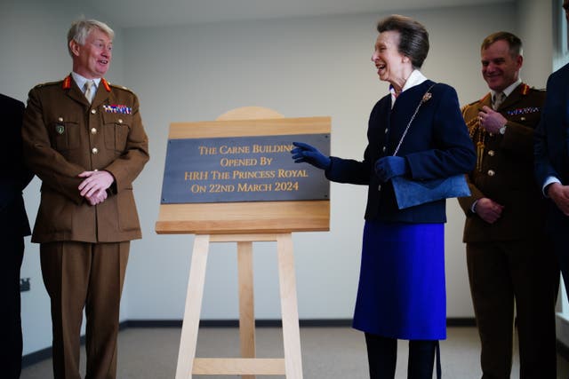 The Princess Royal with Commander ARRC Lieutenant General Sir Ralph Wooddisse (Ben Birchall/PA)