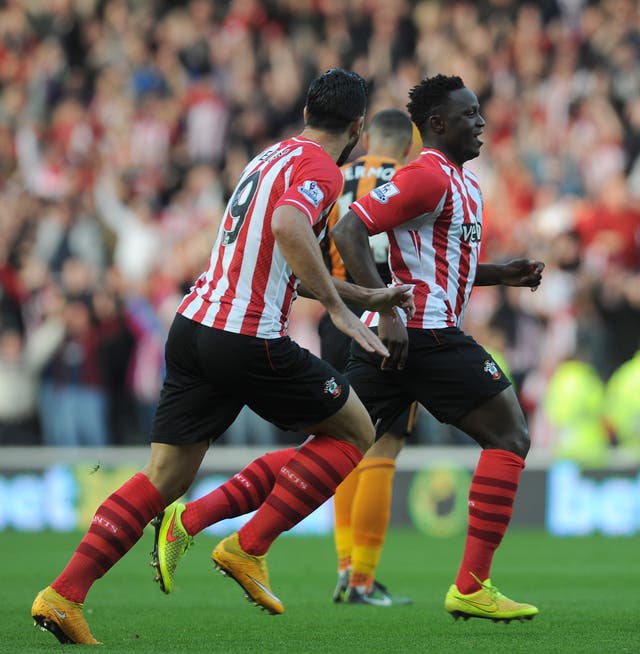 Victor Wanyama, right, celebrates scoring for Southampton