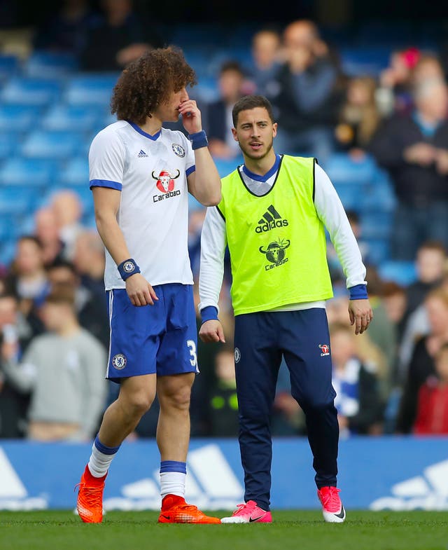 Eden Hazard, right, and David Luiz missed the trip to Greece