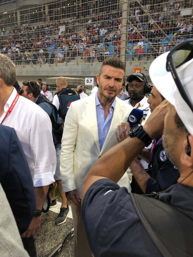 David Beckham made a guest appearance at the Bahrain Grand Prix