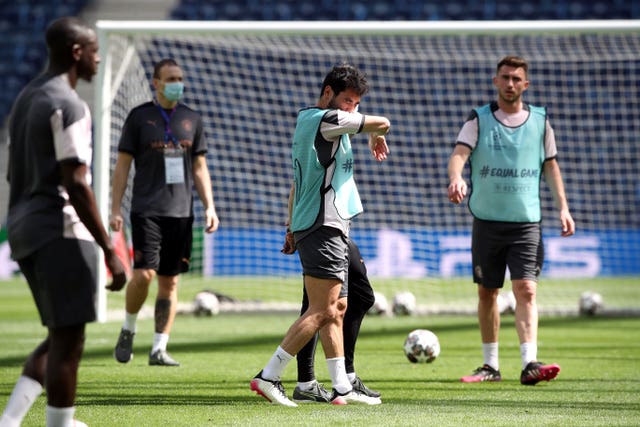 Ilkay Gundogan (centre) gave City an injury scare ahead of the final but the problem is not thought to be serious