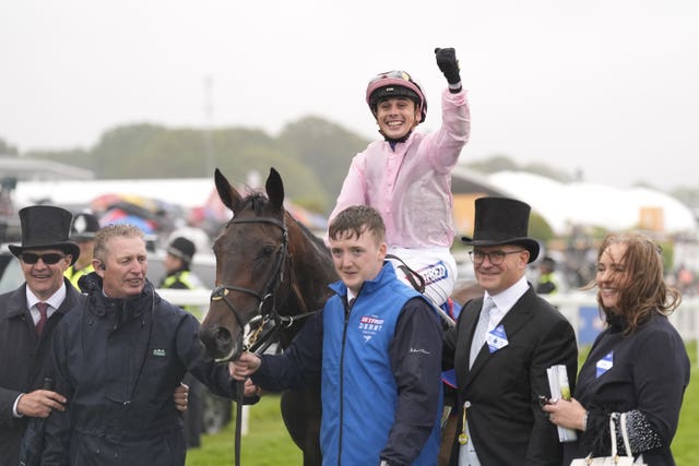 Ronan Whelan celebrates winning the Derby on Christmas Day 