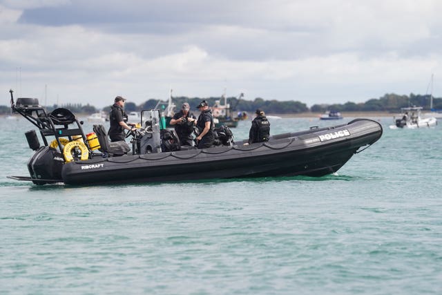 Police officers on Rib boat