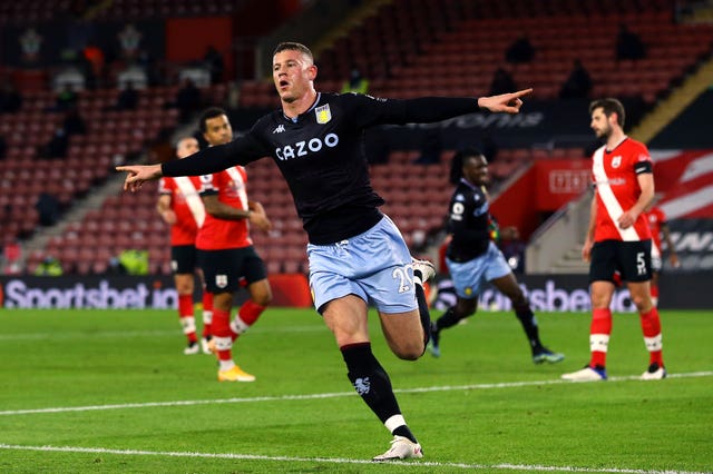 Ross Barkley celebrates after scoring the decisive goal in Villa's win