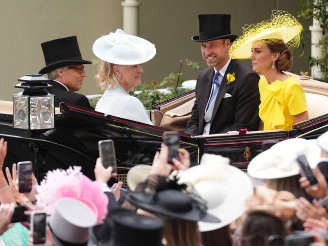 The Prince and Princess of Wales arrive by carriage on day two of Royal Ascot at Ascot Racecourse, Berkshire