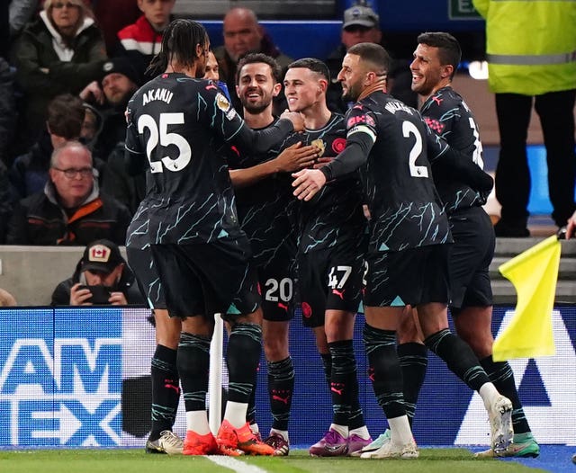 Manchester City beat Brighton on Thursday to keep the pressure on Arsenal