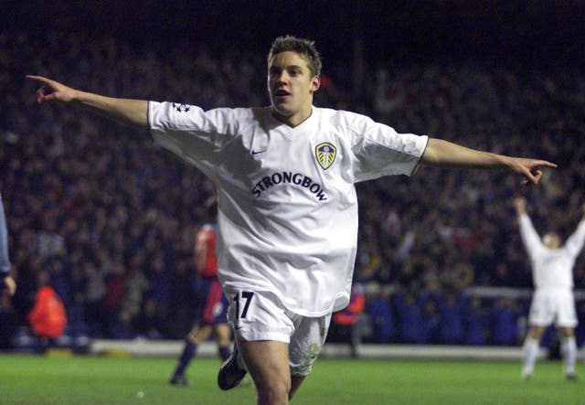 Alan Smith celebrates a Champions League goal