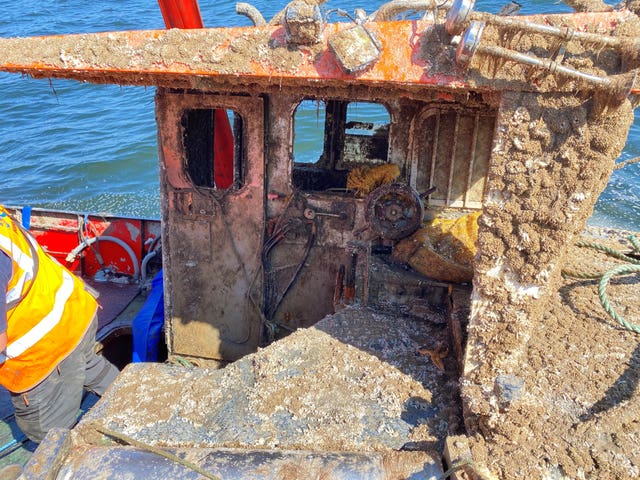 A view inside the wreck of sunken fishing vessel Nicola Faith