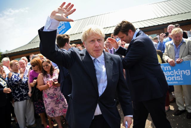 Conservative Party leadership contender Boris Johnson after addressing party members at the Oaktree Arena in Highbridge, Somerset