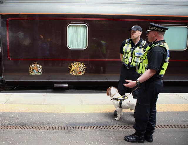 Police stand by the Royal Train 