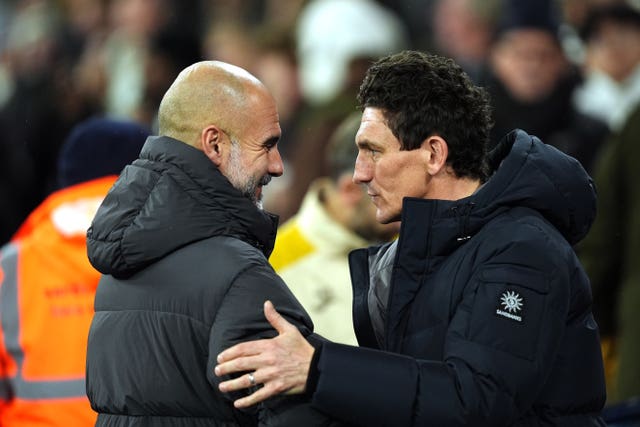 Pep Guardiola and Keith Andrews