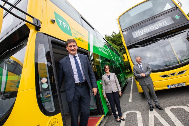 Eamon Ryan launching a hydrogen-powered zero emissions bus