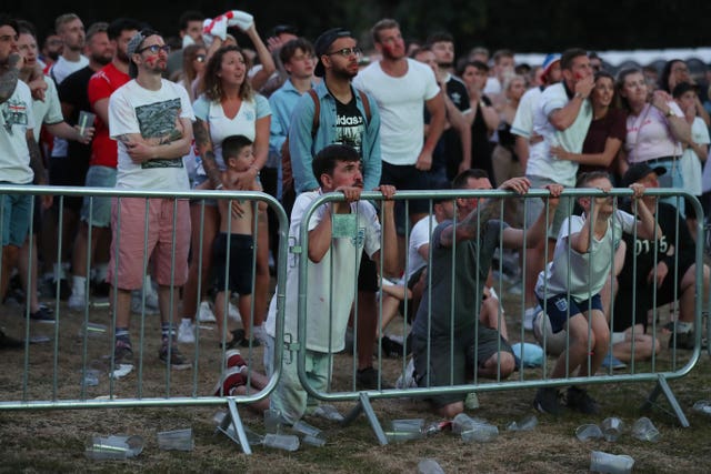 Fans watching Croatia v England