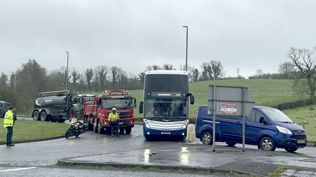 Lorries and HGVs on the Ballygawley roundabout in Co Tyrone