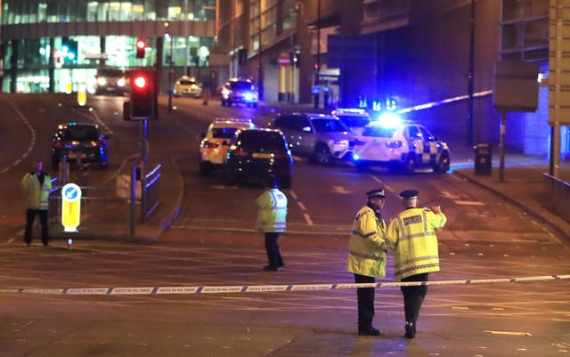 Police at the scene at Manchester Arena