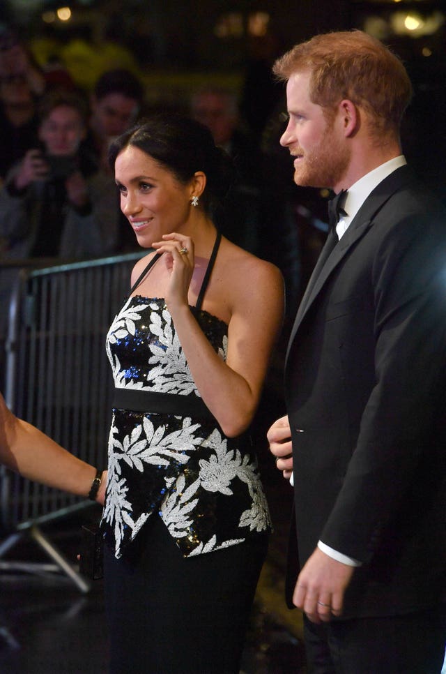 The Duke and Duchess of Sussex arriving at the Royal Variety Performance 