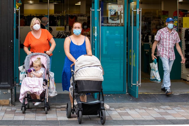 Customers wearing face masks