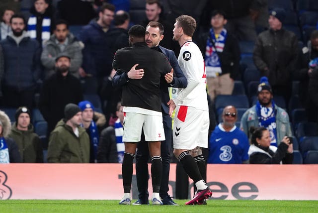 Ruben Selles celebrates after beating Chelsea